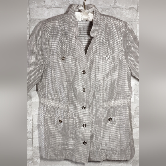 Chico's Shadow Stripe Safari Style Jacket - Picture 2 of 5
